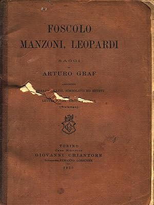 Immagine del venditore per Foscolo, Manzoni, Leopardi venduto da Librodifaccia