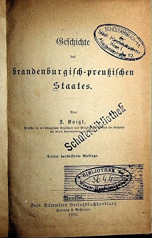 Bild des Verkufers fr Geschichte des brandenburgisch-preuischen Staates. zum Verkauf von ANTIQUARIAT.WIEN Fine Books & Prints