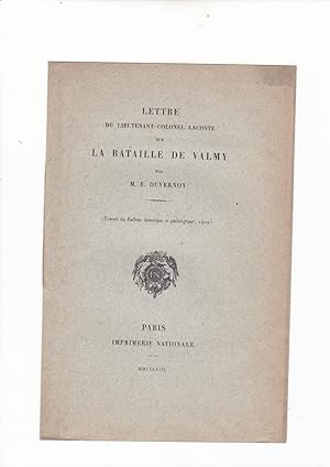 Bild des Verkufers fr Lettre du Lieutenant colonel Lacoste sur la bataille de Valmy zum Verkauf von L'ENCRIVORE (SLAM-ILAB)