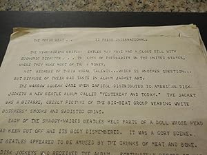 1 Page Beatles Article The Music Beat Ed Press International 1960s