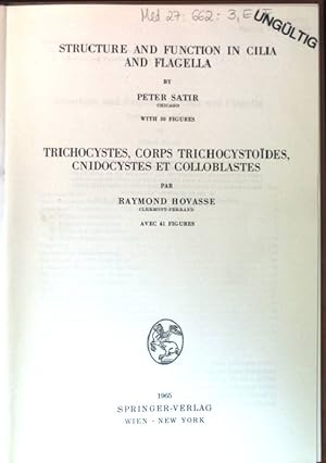Seller image for Structure and Function in Cilia and Flagella. Trichocystes, Corps Trichocystoides, Cnidocystes et Colloblastes. Protoplasmatologia. Handbuch der Protoplasmaforschung. Band III. for sale by books4less (Versandantiquariat Petra Gros GmbH & Co. KG)
