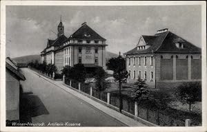 Ansichtskarte / Postkarte Wiener Neustadt Niederösterreich, Artillerie Kaserne, Straßenansicht