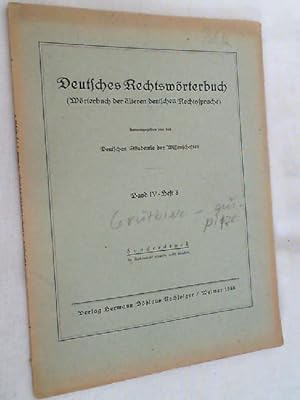 Bild des Verkufers fr Deutsches Rechtswrterbuch ; Band IV - Heft 8 zum Verkauf von Versandantiquariat Christian Back