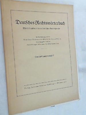 Bild des Verkufers fr Deutsches Rechtswrterbuch ; Quellen Ergnzungsheft 3 zum Verkauf von Versandantiquariat Christian Back