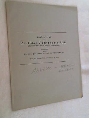 Bild des Verkufers fr Deutsches Rechtswrterbuch ; Sonderdruck ; Abbitten - aberkaufen zum Verkauf von Versandantiquariat Christian Back