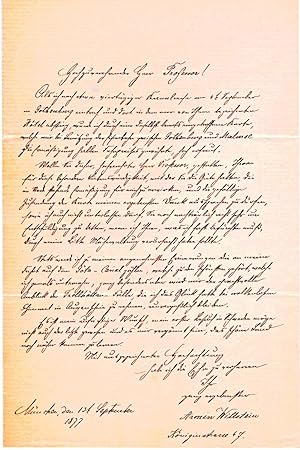Handschriftlich verfasster Brief an den Astronomen Hugo Gylden, signiert und datiert.