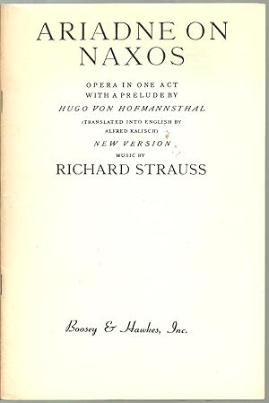 Image du vendeur pour Ariadne On Naxos: Opera in One Act with a prelude by Hugo Von Hofmannsthal mis en vente par Sabra Books