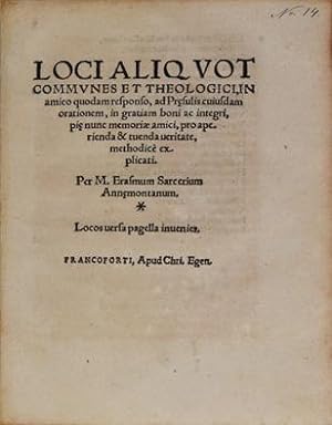 Loci aliquot communes et theologici, in amico quodam responso, ad Presulis cuiusdam orationem, in...
