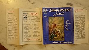 Seller image for David Crockett Scout, Pioneer of Tennessee & Hero of the Alamo by Charles FLETCHER Allen, DUSTJACKET ONLY NO BOOK, DAVY , scout, small boy, pilgrim, mountaineer, soldier, Bear-Hunter for sale by Bluff Park Rare Books