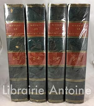 Image du vendeur pour Oeuvres de Montesquieu. Nouvelle dition contenant l'loge de Montesquieu par M. Villemain, les notes d'Helvetius, de Condorcet, et le commentaire de Voltaire sur l'Esprit des Lois. mis en vente par Librairie Antoine