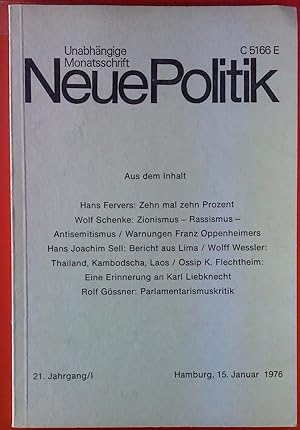 Bild des Verkufers fr Unabhngige Monatsschrift. NeuePolitik, 21. Jahrgang/I, Januar 1976 zum Verkauf von biblion2