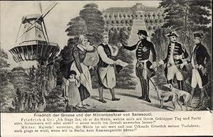 Künstler Ansichtskarte / Postkarte Potsdam, Friedrich der Große und der Mühlenbesitzer von Sanssouci