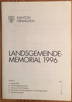 Bild des Verkufers fr Landsgemeinde - Memorial 1996. zum Verkauf von Antiquariat A. Wempe