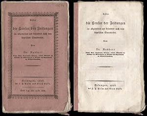 Bild des Verkufers fr ber die Censur der Zeitungen im allgemeinen und besonders nach dem bayrischen Staatsrechte. zum Verkauf von Michael Meyer-Pomplun