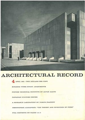 Architectural Record, n.4, April 1965. Building Types study: Apartmens. Finnish technical institu...