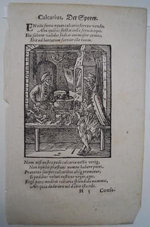Die Sporer. Original Holzschnitt von Jost Amman 1568. Erste lateinische Ausgabe des Amman'schen S...