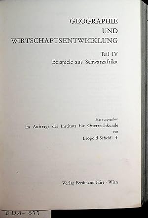 Imagen del vendedor de Beispiele aus Schwarzafrika. (=Geographie und Wirtschaftsentwicklung Band 4) a la venta por ANTIQUARIAT.WIEN Fine Books & Prints