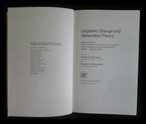 Bild des Verkufers fr Linguistic Change and Generative Theory Essays from the UCLA Conference on Historical Linguistics in the Perspective of Transformational Theory, February 1969 zum Verkauf von ANTIQUARIAT Franke BRUDDENBOOKS