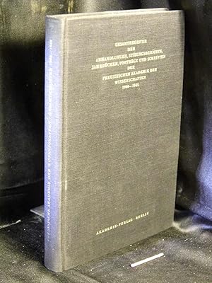 Imagen del vendedor de Gesamtregister der Abhandlungen, Sitzungsberichte, Jahrbcher, Vortrge und Schriften der Preussischen Akademie der Wissenschaften 1900-1945 - a la venta por Erlbachbuch Antiquariat