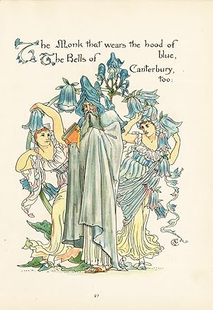 Antique Print--BELL FLOWER-CAMPANULA-FLORA'S FEAST-ART DECO-Crane-1889