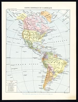 Antique Map-Print-NORTH-SOUTH AMERICA-COSTUME-INDIANS-NATURE-Larousse-1897