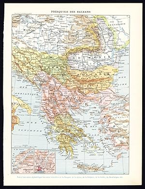 Antique Print / Map-BALKAN-BALKANS-GREECE-COSTUME-Larousse-1897