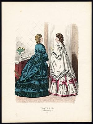 Antique Costume Print--FEMALE VICTORIAN DRESS-Plate 1558-Victoria-Neumann-1875