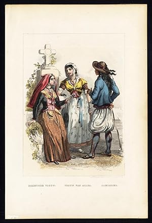 Antique Costume Print-BEARN-ARLES-BRETAGNE-FRANCE-BRITTANY-Rouargue-1878
