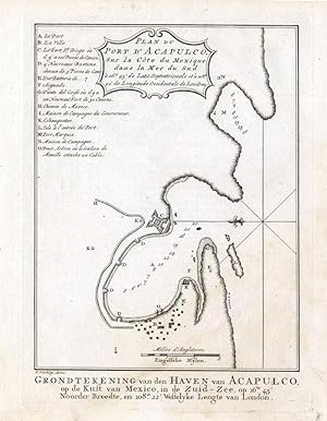 Antique Map-ACAPULCO-PORT-MEXICO-PACIFIC-CENTRAL AMERICA-Prevost-Schley-1750