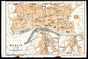 Immagine del venditore per Antique Map-SPAIN-PLAN OF MURCIA-Karl Baedeker-1913 venduto da ThePrintsCollector