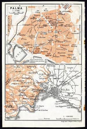 Immagine del venditore per Antique Map-SPAIN-PLAN OF PALMA-Karl Baedeker-1913 venduto da ThePrintsCollector