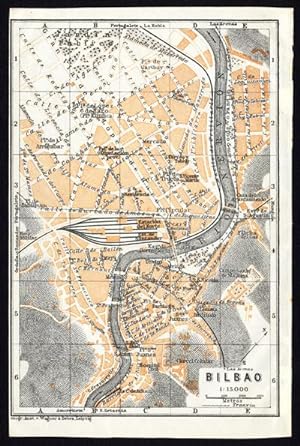 Immagine del venditore per Antique Map-SPAIN-PLAN OF BILBAO-Karl Baedeker-1913 venduto da ThePrintsCollector