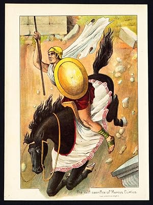Antique Print-THE SELF SACRIFICE OF MARCUS CURTIUS-HORSE-ROMAN MYTHOLOGY-1878