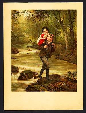 Antique Print-BOY-YOUNG GIRL-FOREST-1890