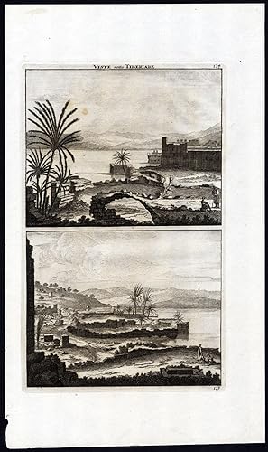 Antique Print-VIEW OF TIBERIAS-ISRAEL-SEA OF GALILEE-Le Brun-de Bruyn-1700