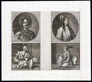 Antique Print-COSTUME-ARABS-JEWS FROM CAIRO-SMOKING PIPE-Le Brun-de Bruyn-1700