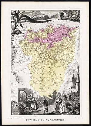 Bild des Verkufers fr Antique Map-FRENCH AFRICA-ALGERIA-CONSTANTINE-PROVINCE-Vuillemin-Migeon-1878 zum Verkauf von ThePrintsCollector