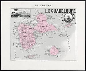Antique Map-GUADELOUPE-CARIBBEAN-LEEWARD-LESSER ANTILLES-Vuillemin-Migeon-1878