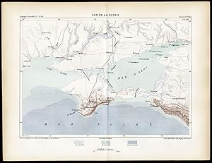 Antique Map-BLACK SEA-UKRAINE-KRIM-SOUTHERN RUSSIA-Reclus-Erhard-1880