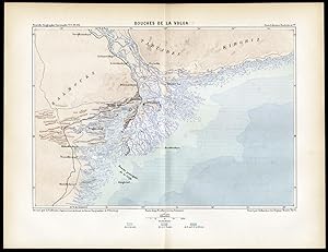 Antique Map-ESTUARY-VOLGA RIVER-RUSSIA-Reclus-Erhard-1880