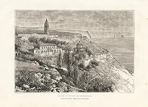 Antique Print-SAINT GEORGE-MONASTERY-CLIFF-RUSSIA-Ronjat-Taylor-1880