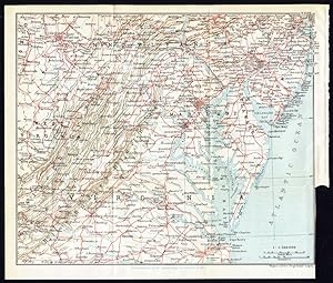 Antique Map-VIRGINIA-PENNSYLVANIA-MARYLAND-USA-Karl Baedeker-Wagner & Debes-1909