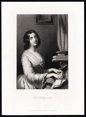 Antique Print-PLAYING WALZ MUSIC-PIANO-Payne-Stanley-1850