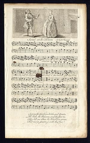 Rare Antique Print-COLLIN AND DOLLY-OLD ENGLISH SONG-Welcker-1760