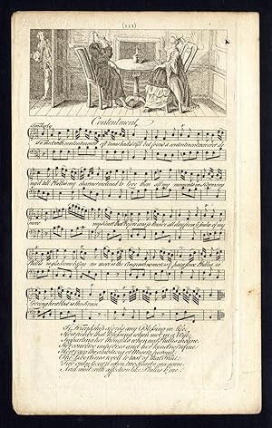 Rare Antique Print-CONTENTMENT-OLD ENGLISH SONG-Welcker-1760