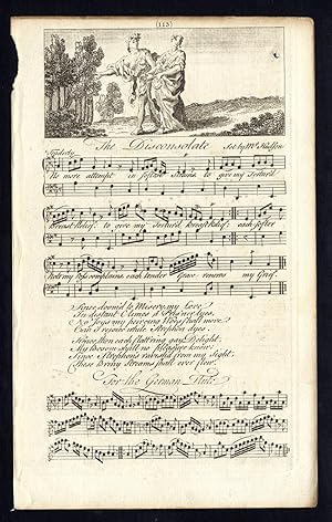 Rare Antique Print-THE DISCONSOLATE-OLD ENGLISH SONG-Hudson-Welcker-1760