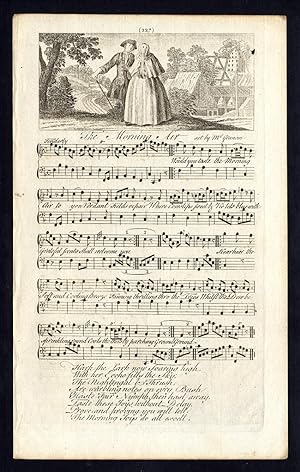 Rare Antique Print-THE MORNING AIR-OLD ENGLISH SONG-Granom-Welcker-1760