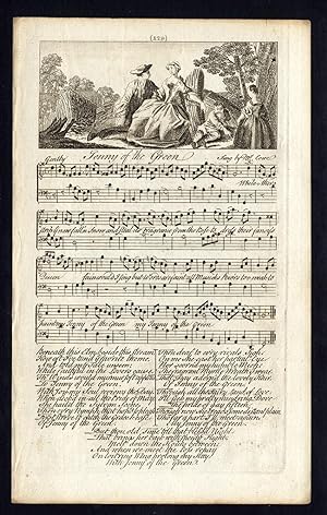 Rare Antique Print-JENNY OF THE GREEN-OLD ENGLISH SONG-Lowe-Welcker-1760