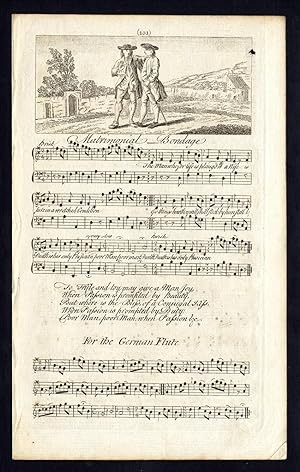 Rare Antique Print-MATRIMONIAL BONDAGE-OLD ENGLISH SONG-Welcker-1760