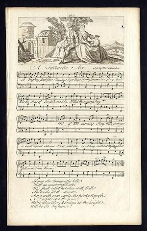 Rare Antique Print-A FAVOURITE AIR-OLD ENGLISH SONG-Hawdon-Welcker-1760